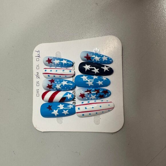Patriotic Coffin Press On Nails - Picture 1 of 1